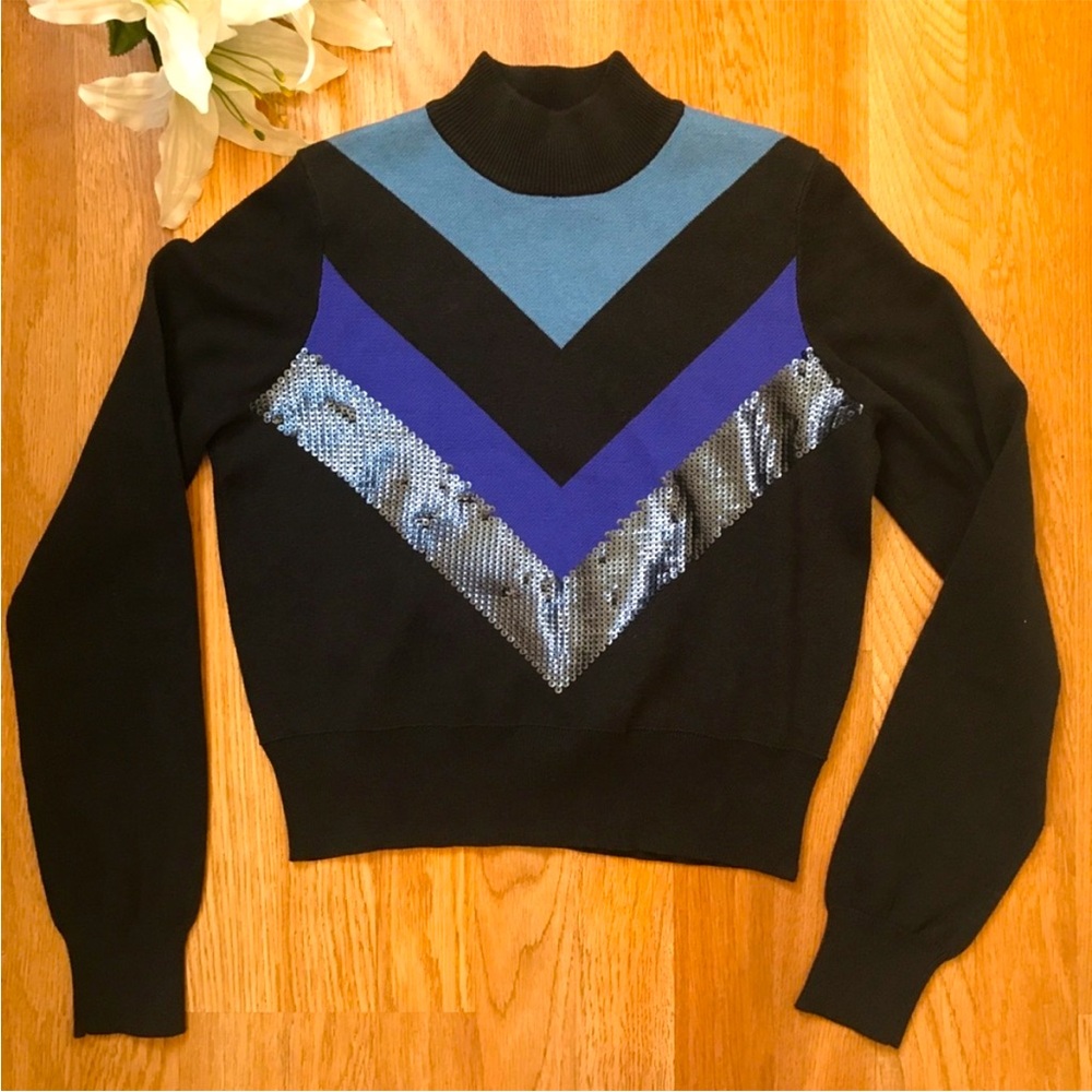 Urban Outfitters Black and Blue Chevron Sweater